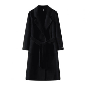 women's loose fit mid-length coat on a white background