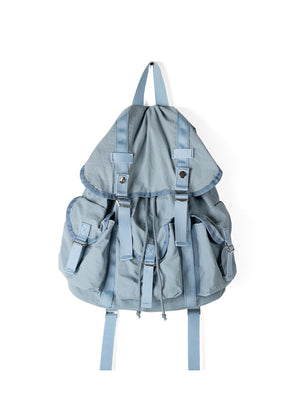 Light blue backpack on a white background