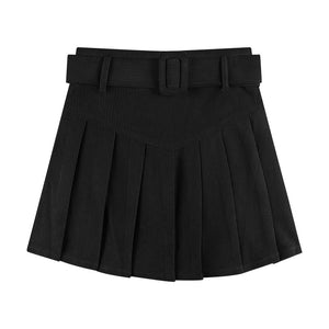 Corduroy Pleated A-Line Skirt - True Garment