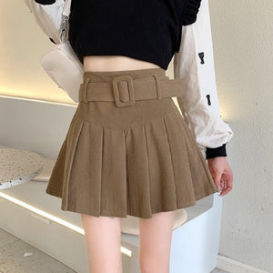 Corduroy Pleated A-Line Skirt - True Garment