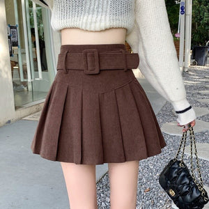 Corduroy Pleated A-Line Skirt - True Garment