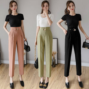 Cropped High-Waist Suit Trousers - True Garment
