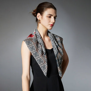 Elegant Printed Silk Square Scarf - True Garment