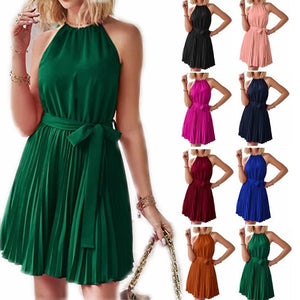 Halter Strapless Pleated Sundress - True Garment