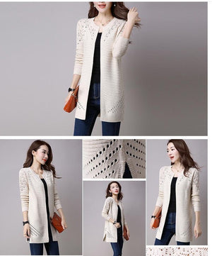 Hollow Knit V-Neck Sweater - True Garment