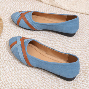 Ins Cross-Strapped Denim Loafers - True Garment