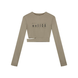Letter Print Slim Long-Sleeve T-Shirt - True Garment