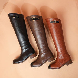 Retro Casual Women's Chunky Heel Knight Boots - True Garment