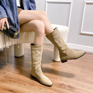 Retro Pointed Toe Mid Boots - True Garment