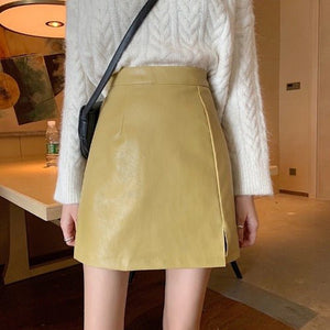 Shiny PU Leather Mini Skirt - True Garment