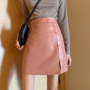 Shiny PU Leather Mini Skirt - True Garment