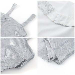 Silver Sequin Halter Dress - True Garment