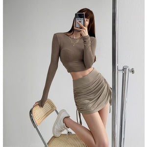 Slim High-Waist Pleated Skirt - True Garment