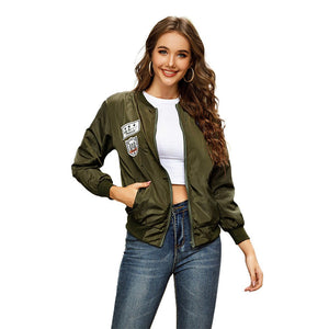 Trendy Decal Baseball Jacket - True Garment