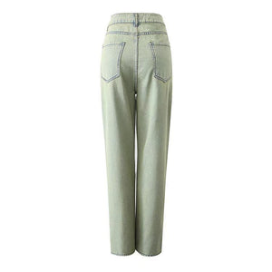 Trendy Green Straight Jeans - True Garment
