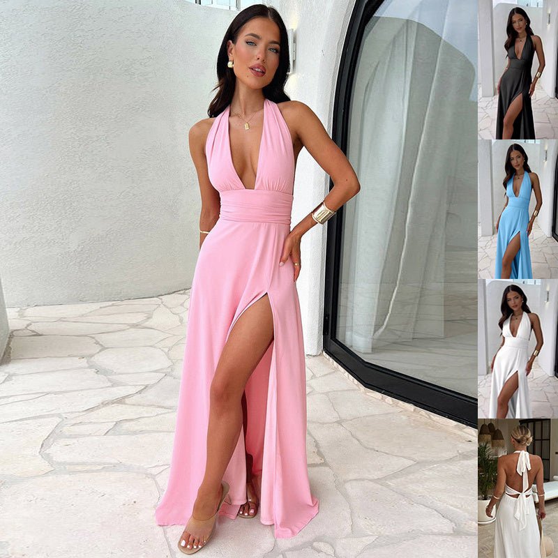 V-Neck Backless Strappy Dress - True Garment