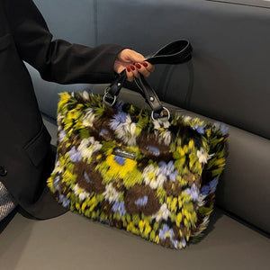 Winter Plush Flower Shoulder Bag - True Garment