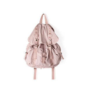 large capacity canvas pink backpack purse on a white background