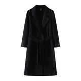 Black coat with a belt on a white background