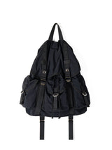 Black backpack on a white background