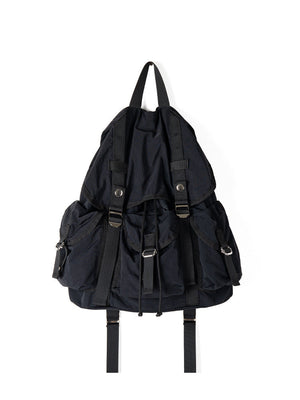Black backpack on a white background