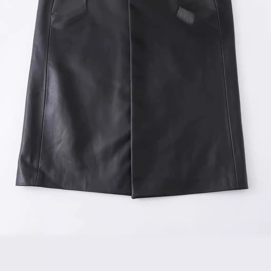 Black leather skirt on a white background