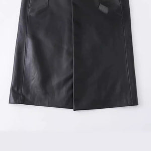 Black leather skirt on a white background