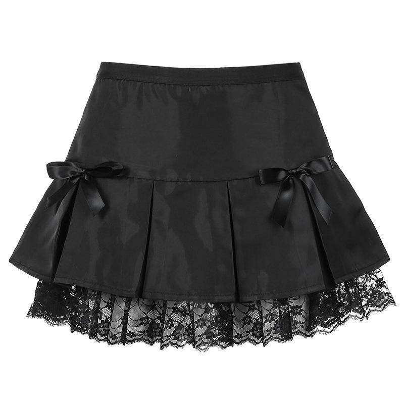 Black Goth Pleated Mini Skirt - True Garment