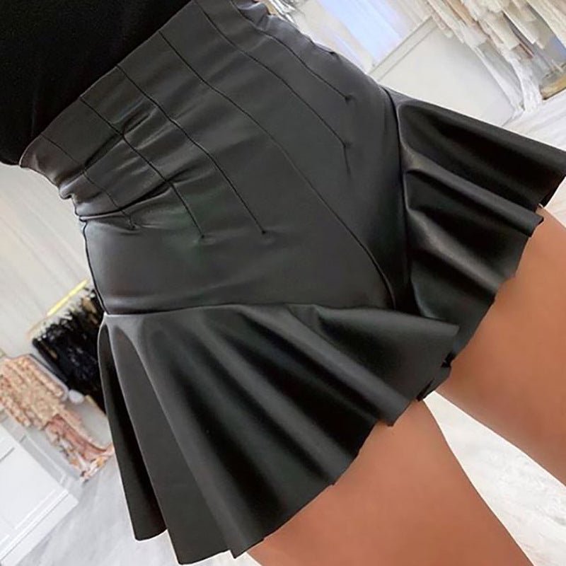 Black Wide Skater Mini Skirt - True Garment