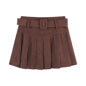 Corduroy Pleated A-Line Skirt - True Garment