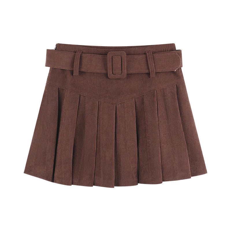 Corduroy Pleated A-Line Skirt - True Garment