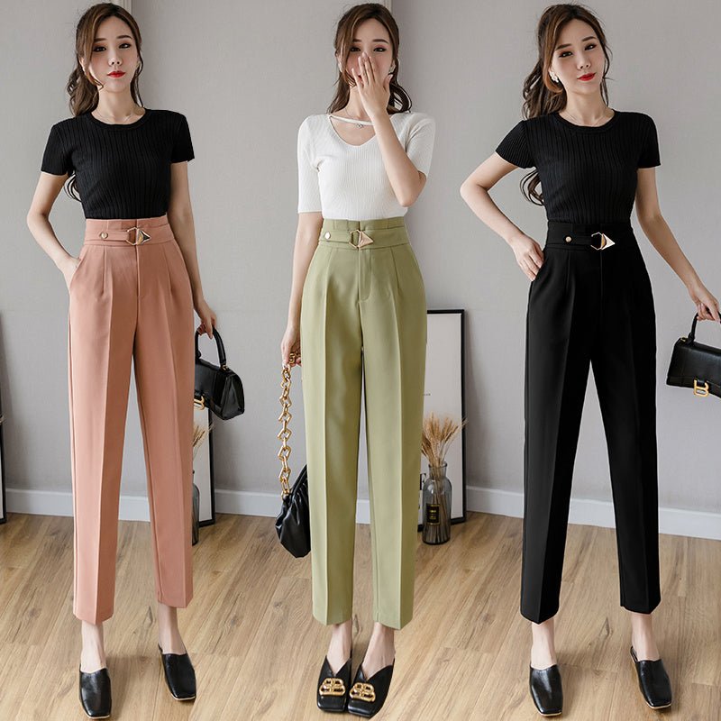Cropped High-Waist Suit Trousers - True Garment