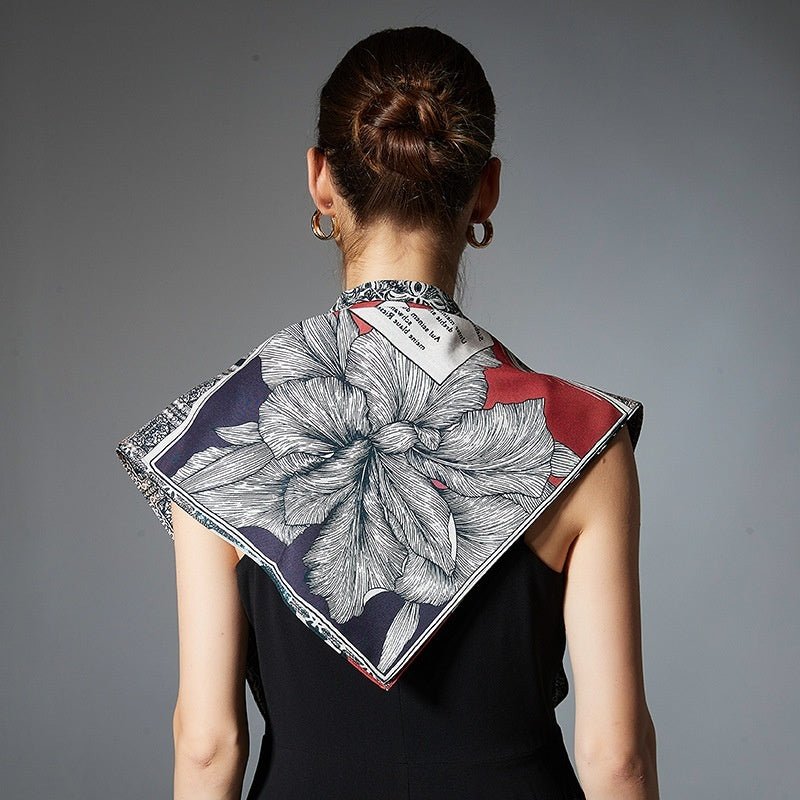 Elegant Printed Silk Square Scarf - True Garment