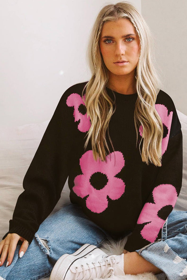 Floral Print European-Style Sweater - True Garment