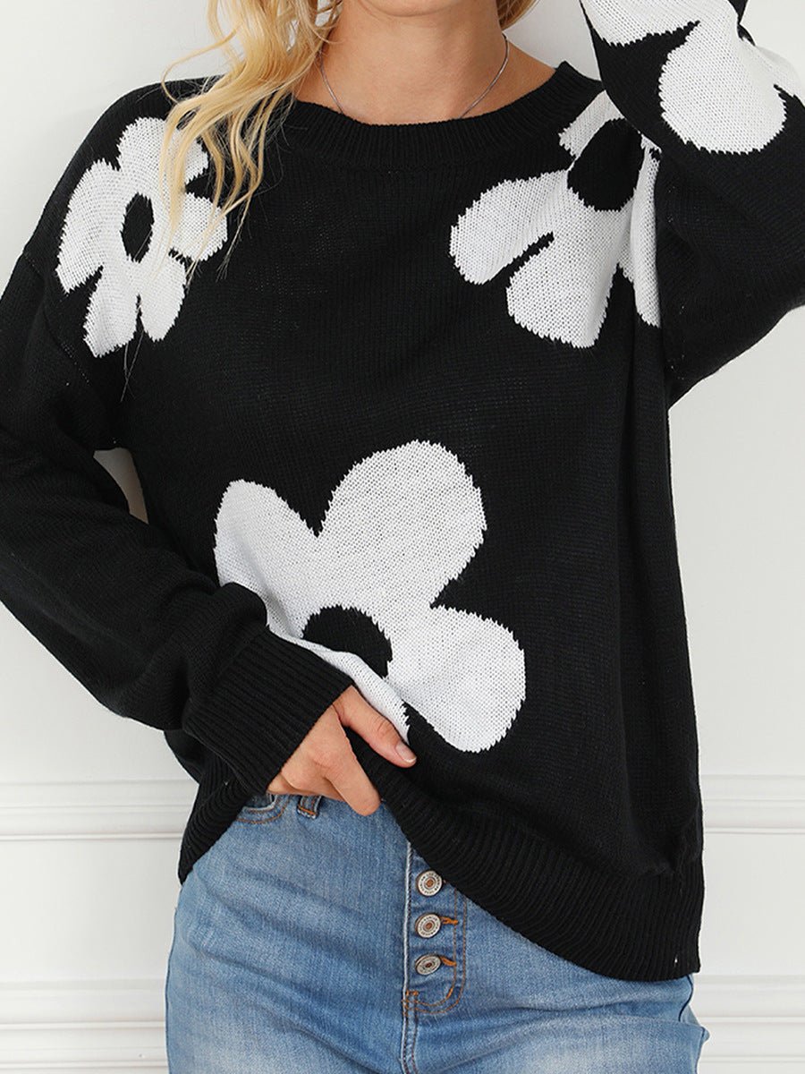 Floral Print European-Style Sweater - True Garment