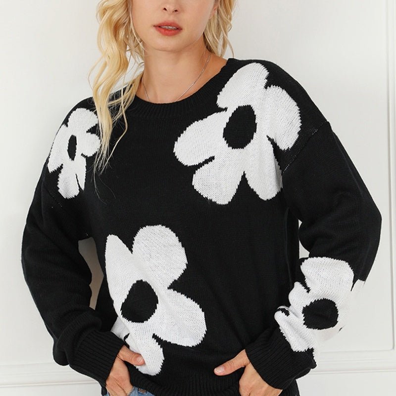 Floral Print European-Style Sweater - True Garment