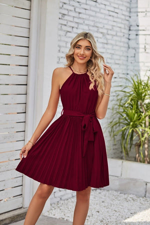 Halter Strapless Pleated Sundress - True Garment