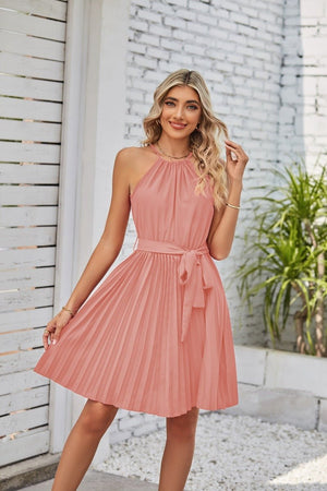Halter Strapless Pleated Sundress - True Garment