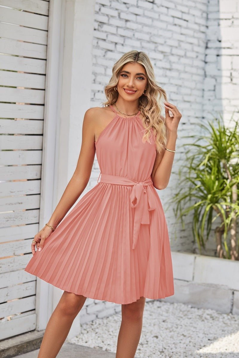 Halter Strapless Pleated Sundress - True Garment