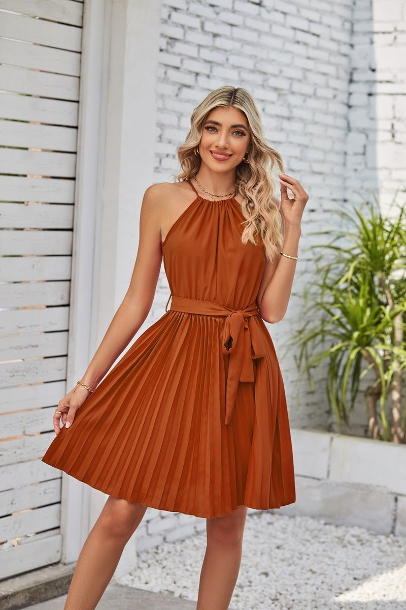 Halter Strapless Pleated Sundress - True Garment