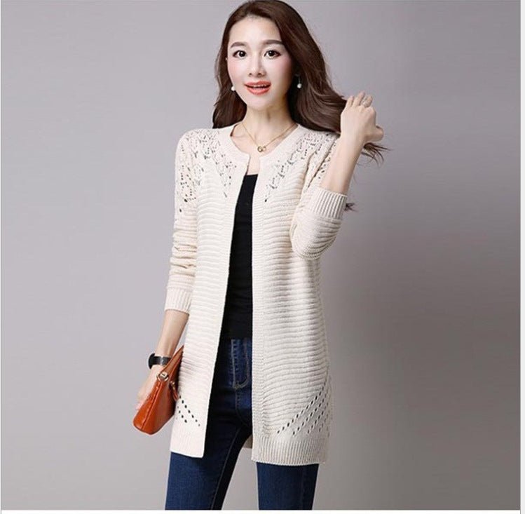 Hollow Knit V-Neck Sweater - True Garment