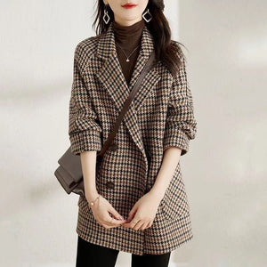 Houndstooth Woolen Overcoat - True Garment