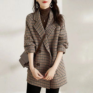 Houndstooth Woolen Overcoat - True Garment