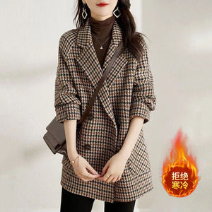 Houndstooth Woolen Overcoat - True Garment