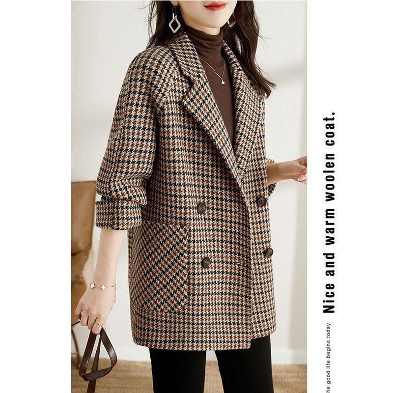 Houndstooth Woolen Overcoat - True Garment