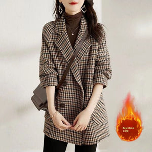 Houndstooth Woolen Overcoat - True Garment