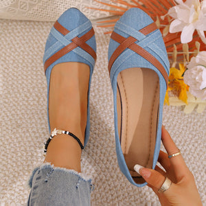 Ins Cross-Strapped Denim Loafers - True Garment