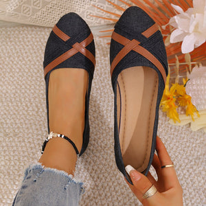 Ins Cross-Strapped Denim Loafers - True Garment