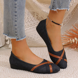 Ins Cross-Strapped Denim Loafers - True Garment