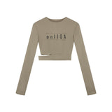 Letter Print Slim Long-Sleeve T-Shirt - True Garment